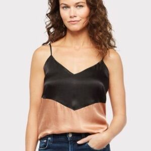 Peyton Jensen Lala Colorblock Black & Copper Satin Feel Camisole, Size M
